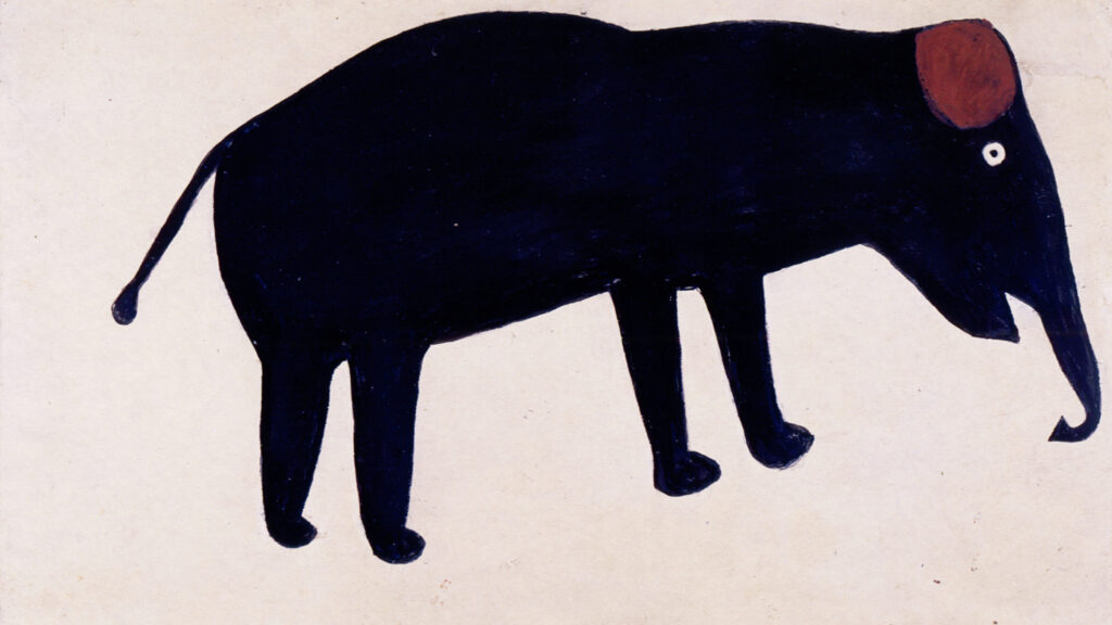 Black Elephant with a Brown Ear